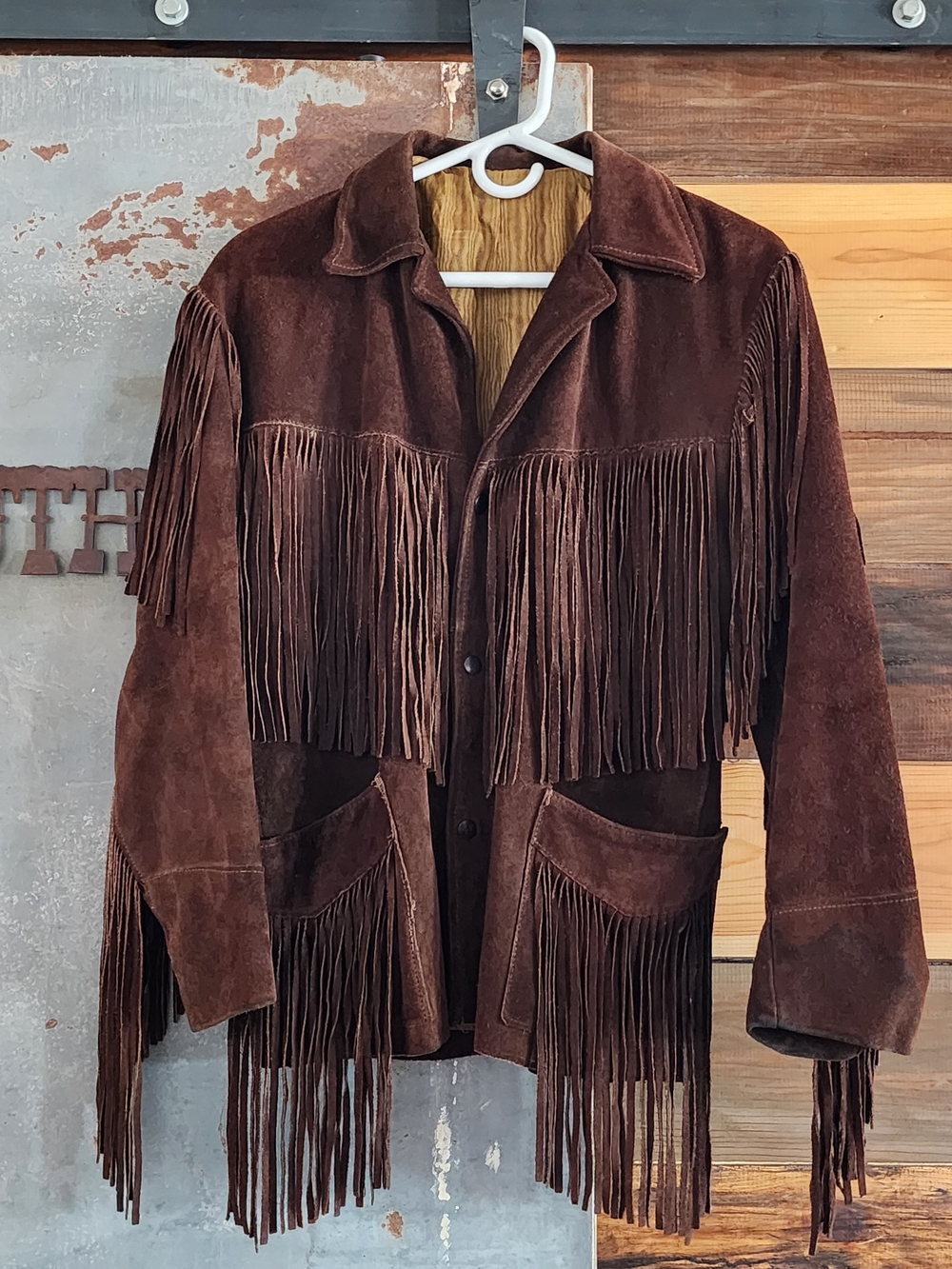 Vintage 70's Brown Suede Fringe Buckskin Jacket